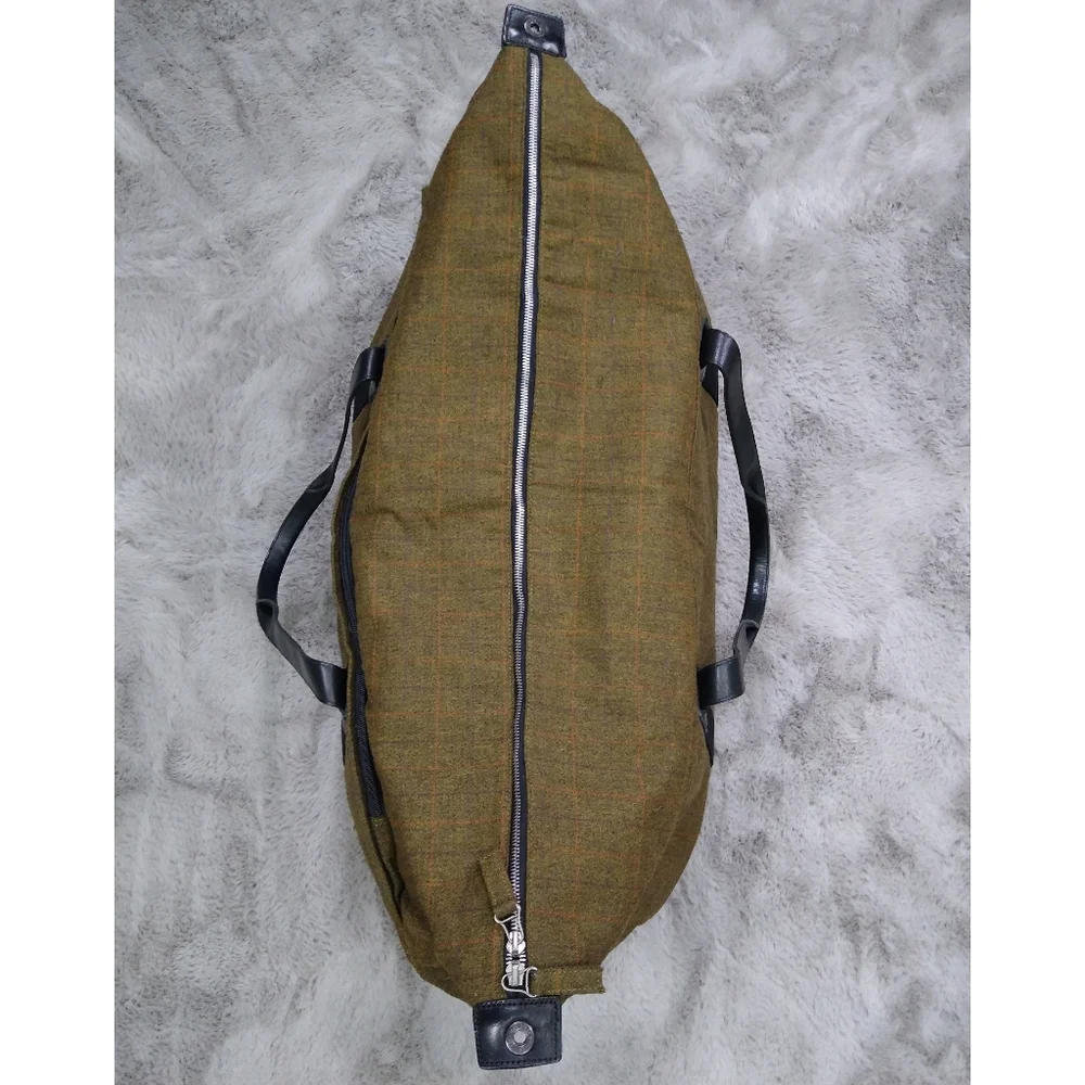 Jack Spade XL Tweed Tartan Olive Travel Overnight Bag - Picture 6 of 11